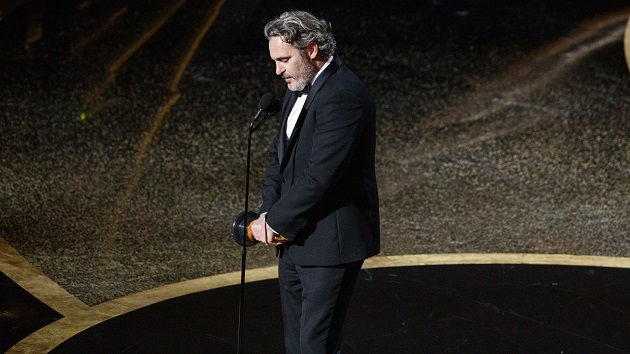 Joaquin Phoenix overcome with emotion after winning Oscar for Best Actor