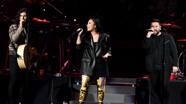 Demi Lovato warms up for Super Bowl anthem by joining Dan + Shay for “Speechless”